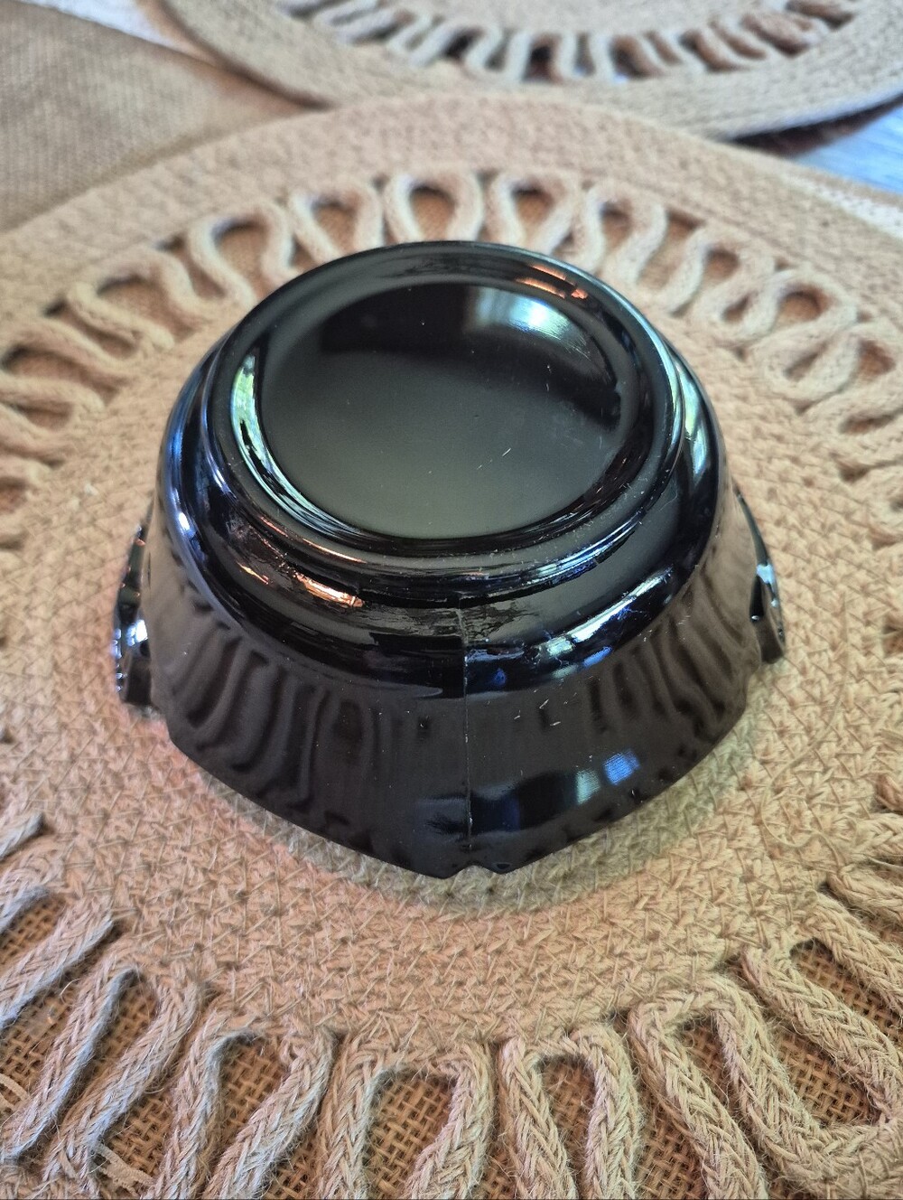 Vintage L.E. Smith Glass Black Amethyst Bowl Candy Dish W/Two Tab Handles - Picture 3 of 3